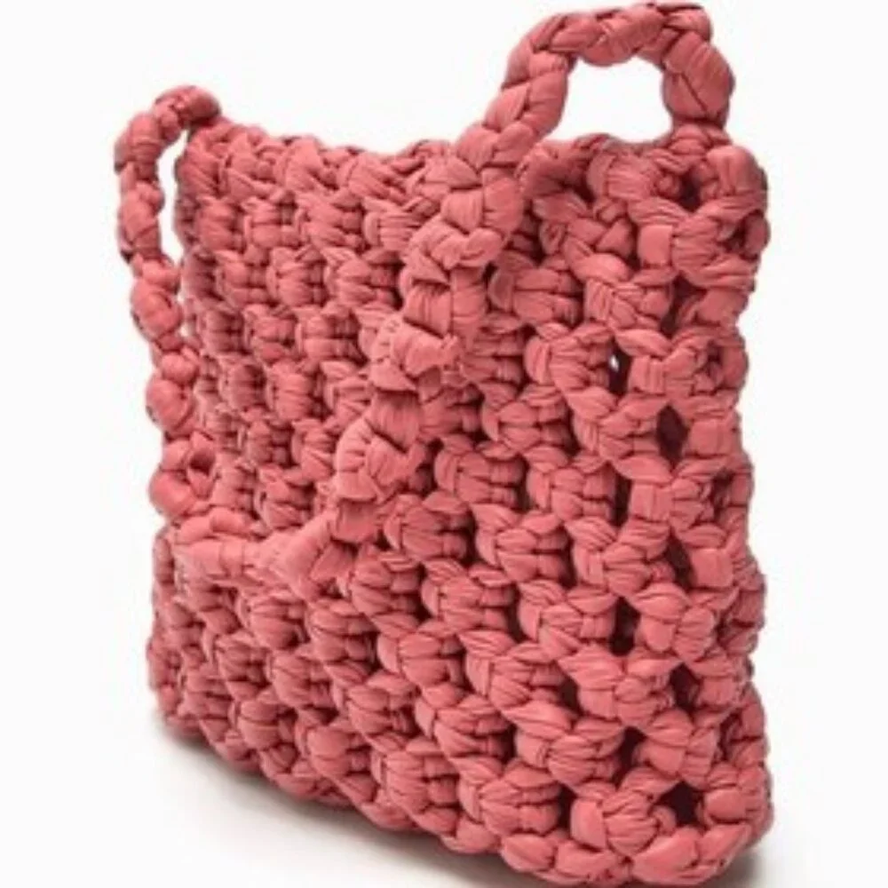 Zara Open Weave Braided Faux Leather Shoulder Bag
